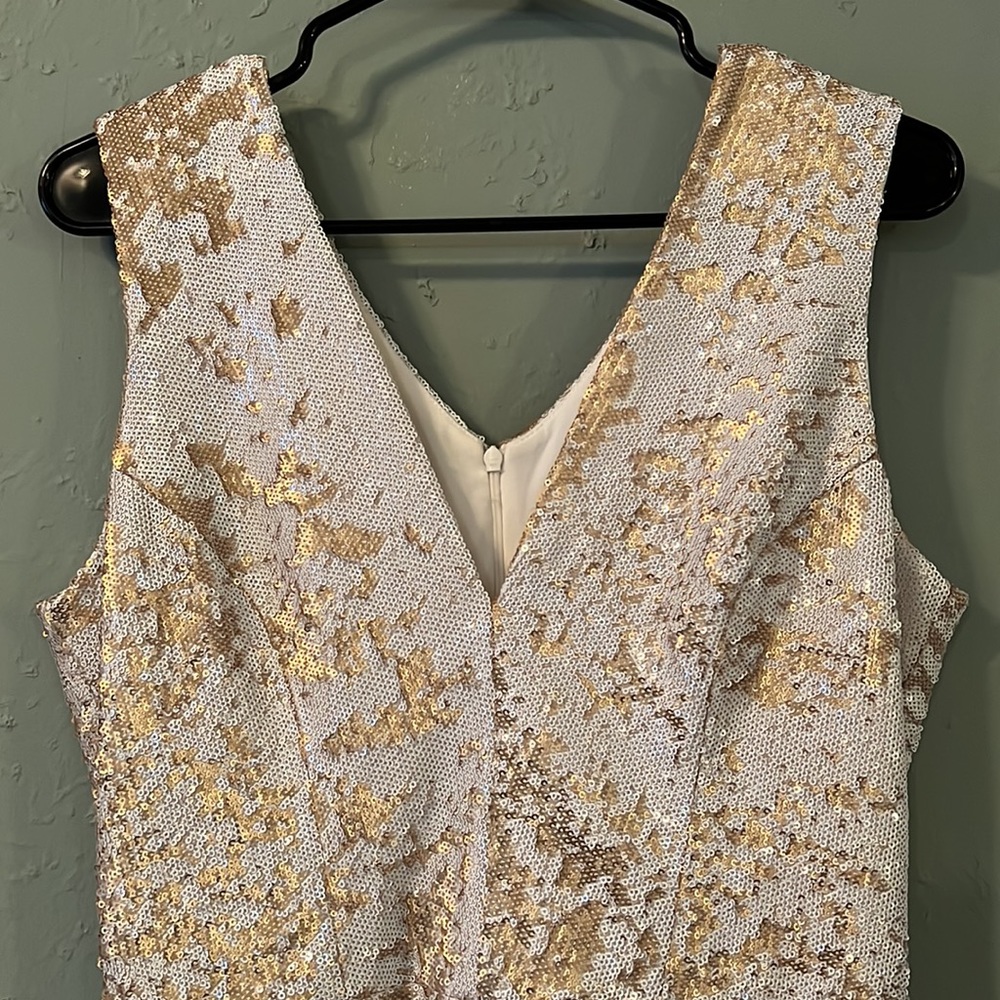 Dress The Population white and gold sequin dress